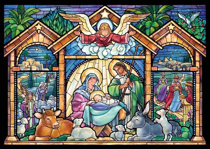 Stained Glass Nativity Scene Image